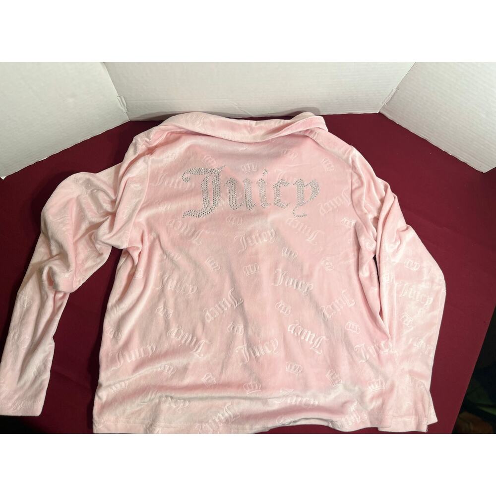 Juicy Couture‎ Pink Embossed Velour Rhinestone Sleep Shirt Pajama Top XL NWOT - Picture 5 of 6